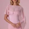 Velina Chiffon Cape in Blush Pink