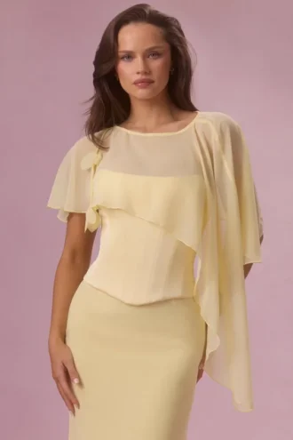 Velina Chiffon Cape in Butter Yellow
