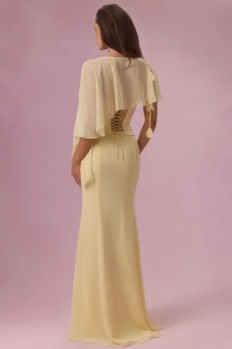 Velina Chiffon Cape in Butter Yellow