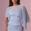 Velina Chiffon Cape in Powder Blue