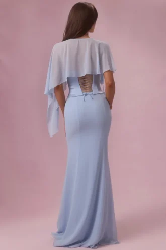 Velina Chiffon Cape in Powder Blue
