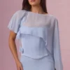 Velina Chiffon Cape in Powder Blue