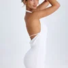 Vella Cowl-Back Halterneck Mini Dress in White