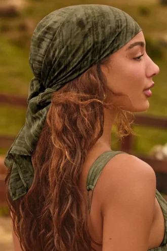 Ventura Headscarf in Green Print