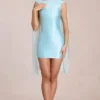 Venya Draped Mini Dress in Soft Aqua