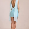 Venya Draped Mini Dress in Soft Aqua