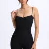 Vera Modal Sweetheart-Neck Low-Back Unitard in Black