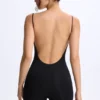Vera Modal Sweetheart-Neck Low-Back Unitard in Black