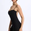 Vera Modal Sweetheart-Neck Low-Back Unitard in Black