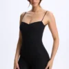 Vera Modal Sweetheart-Neck Low-Back Unitard in Black