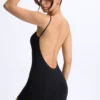 Vera Modal Sweetheart-Neck Low-Back Unitard in Black