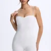 Vera Modal Sweetheart-Neck Low-Back Unitard in White