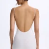 Vera Modal Sweetheart-Neck Low-Back Unitard in White