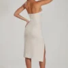 Verbier Embellished Bandeau Cowl Neck Midi Dress in Ivory