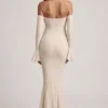 Verena Off-Shoulder Ruffle Lace Maxi Dress in Ivory