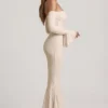 Verena Off-Shoulder Ruffle Lace Maxi Dress in Ivory