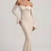 Verena Off-Shoulder Ruffle Lace Maxi Dress in Ivory