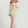 Verena Off-Shoulder Ruffle Lace Maxi Dress in Ivory