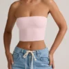Verna Modal Strapless Crop Top in Baby Pink
