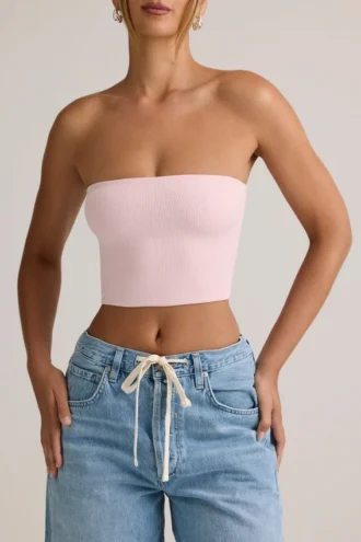 Verna Modal Strapless Crop Top in Baby Pink