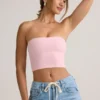 Verna Modal Strapless Crop Top in Baby Pink