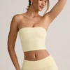 Verna Modal Strapless Crop Top in Buttercream Yellow