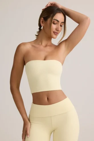 Verna Modal Strapless Crop Top in Buttercream Yellow