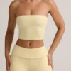 Verna Modal Strapless Crop Top in Buttercream Yellow