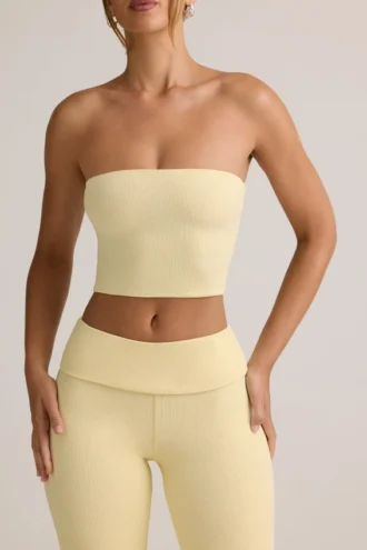 Verna Modal Strapless Crop Top in Buttercream Yellow