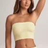 Verna Modal Strapless Crop Top in Lemon Sherbet