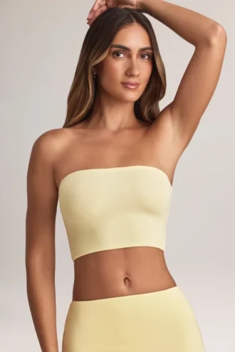 Verna Modal Strapless Crop Top in Lemon Sherbet