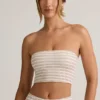 Verna Modal Strapless Crop Top in Pink Yellow Stripe
