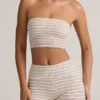 Verna Modal Strapless Crop Top in Pink Yellow Stripe