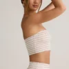 Verna Modal Strapless Crop Top in Pink Yellow Stripe