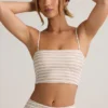 Verna Modal Strapless Crop Top in Pink Yellow Stripe