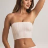 Verna Modal Strapless Crop Top in Stripe Print