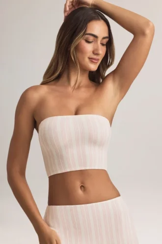 Verna Modal Strapless Crop Top in Stripe Print