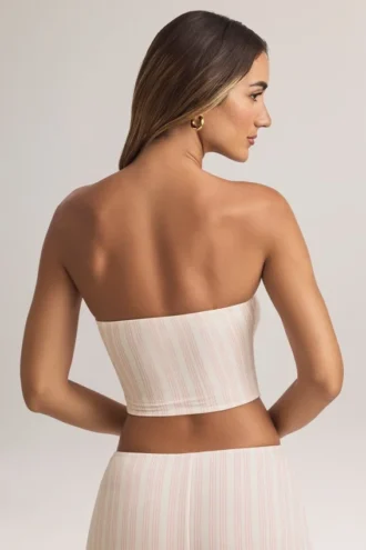 Verna Modal Strapless Crop Top in Stripe Print