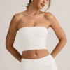 Verna Modal Strapless Crop Top in White