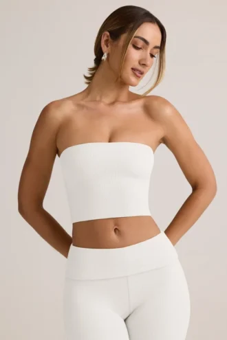 Verna Modal Strapless Crop Top in White