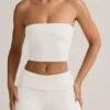 Verna Modal Strapless Crop Top in White