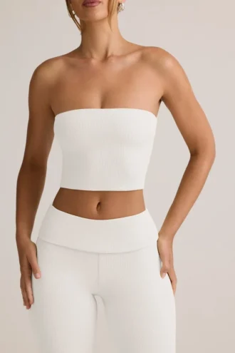 Verna Modal Strapless Crop Top in White
