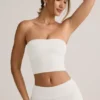 Verna Modal Strapless Crop Top in White