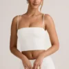 Verna Modal Strapless Crop Top in White