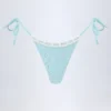 Vernazza Broderie Anglaise Side-Tie Thong Bikini Bottoms in Powder Blue