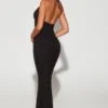 Verona Embellished Plunge Halter Neck Evening Gown in Black