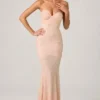 Vesna Embellished Sweetheart-Neck Fishtail Gown in Dusty Rose