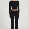 Vevina Modal Mid-Rise Flared Trousers in Black