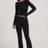 Vevina Modal Mid-Rise Flared Trousers in Black