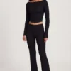 Vevina Modal Mid-Rise Flared Trousers in Black